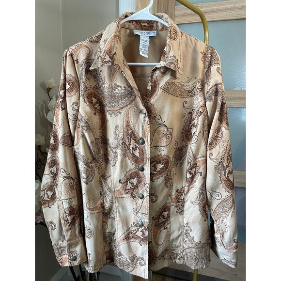 Sag & Harbor Fall Woman Long Sleeve Shirt, Long Sleeve Button Up Top Large - Picture 9 of 10